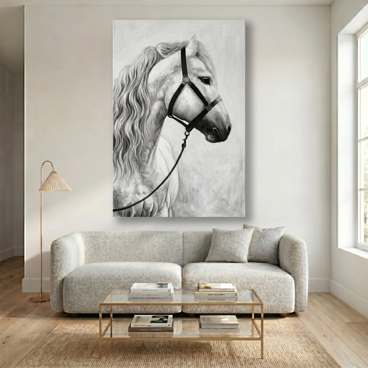 Painting Portrait of a White Horse