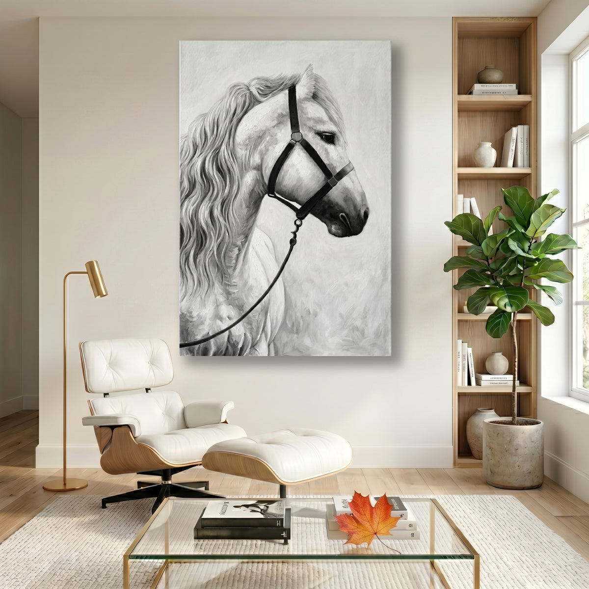 Painting Portrait of a White Horse