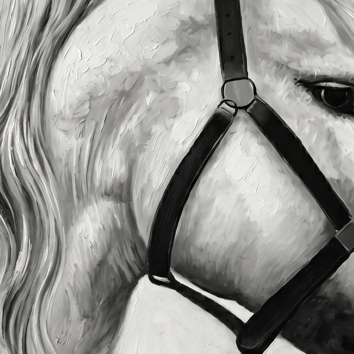 Painting Portrait of a White Horse