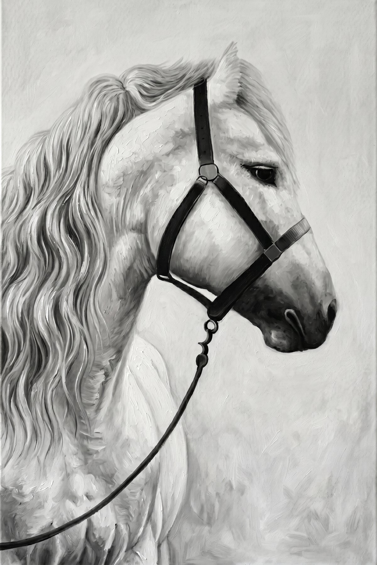 Painting Portrait of a White Horse