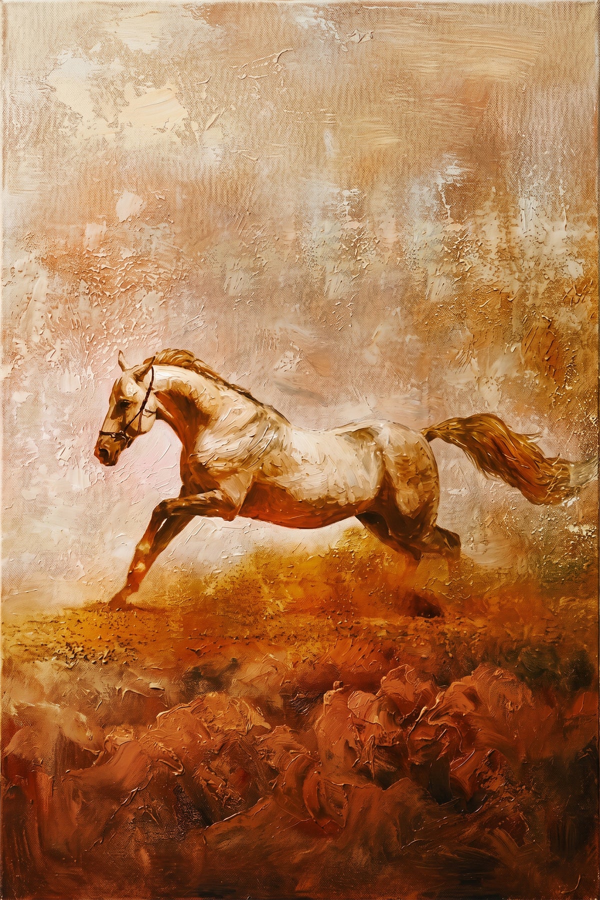 Painting Galloping Horse in Warm Tones