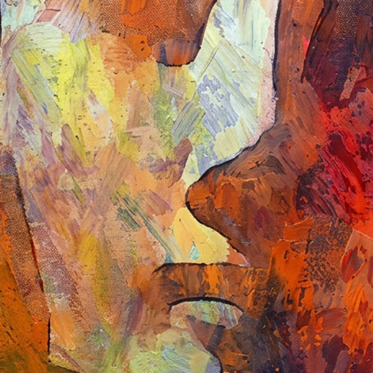 Painting Abstract Embrace or Kiss