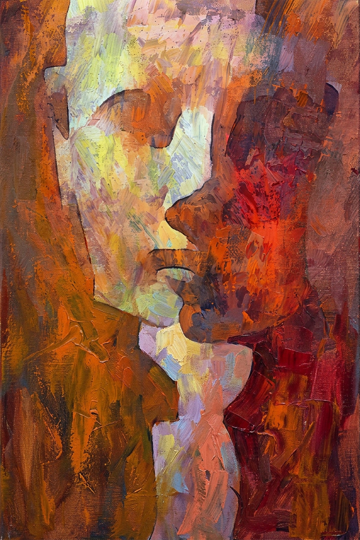 Painting Abstract Embrace or Kiss