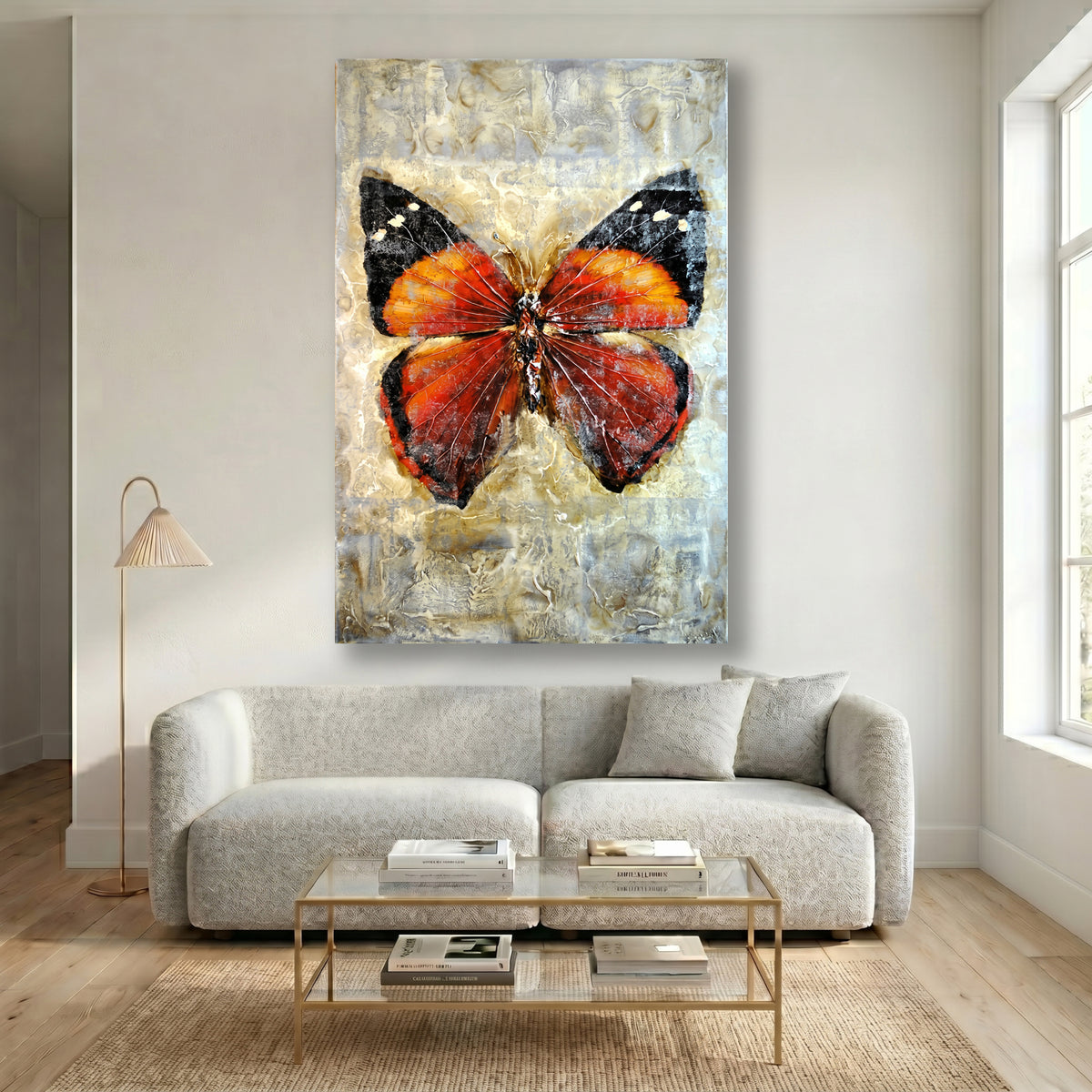 Painting Textured Orange Butterfly