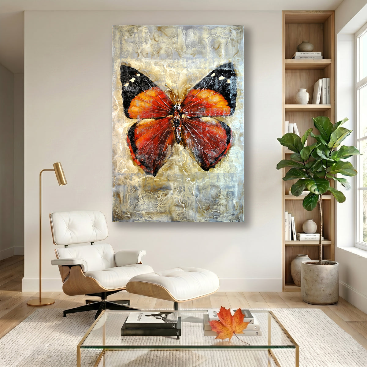 Painting Textured Orange Butterfly