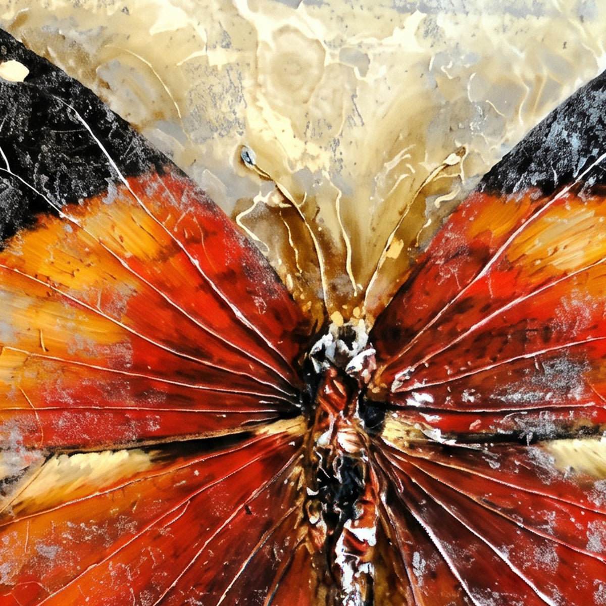 Painting Textured Orange Butterfly