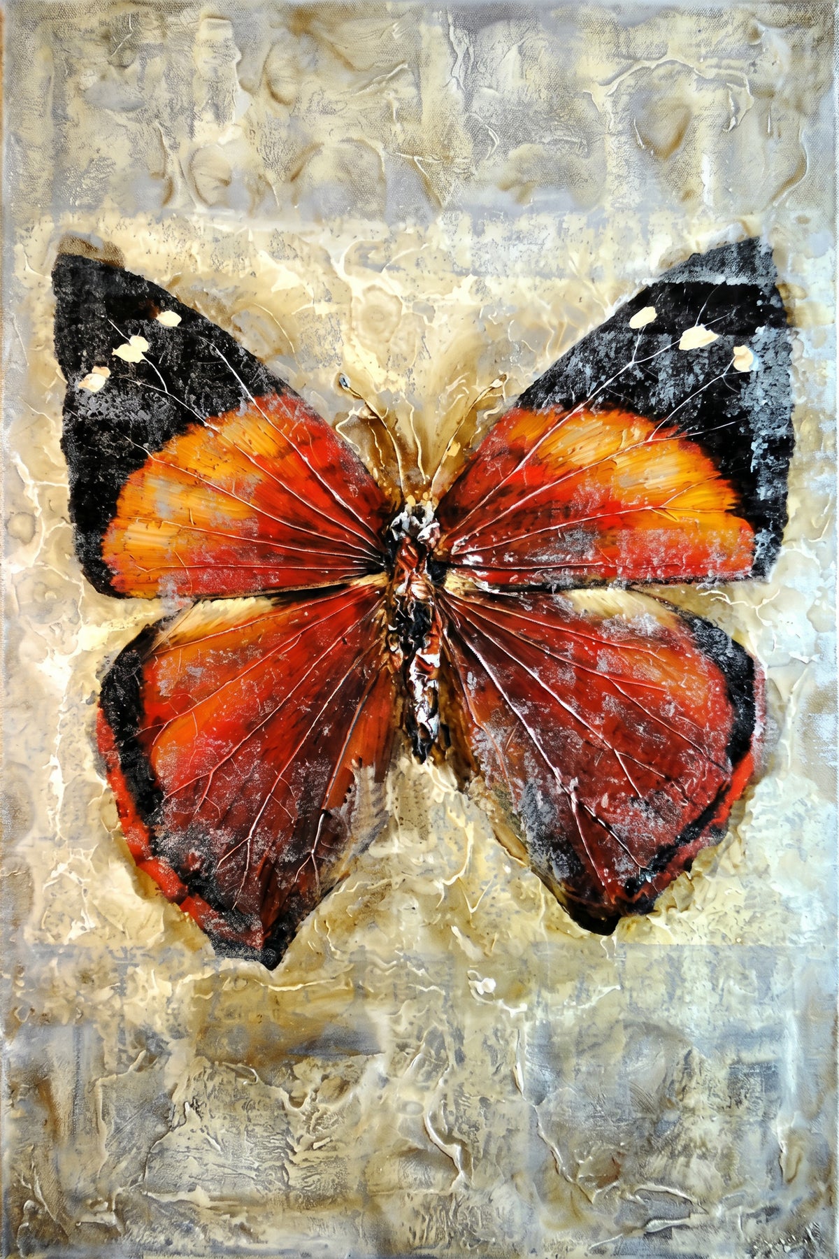 Painting Textured Orange Butterfly