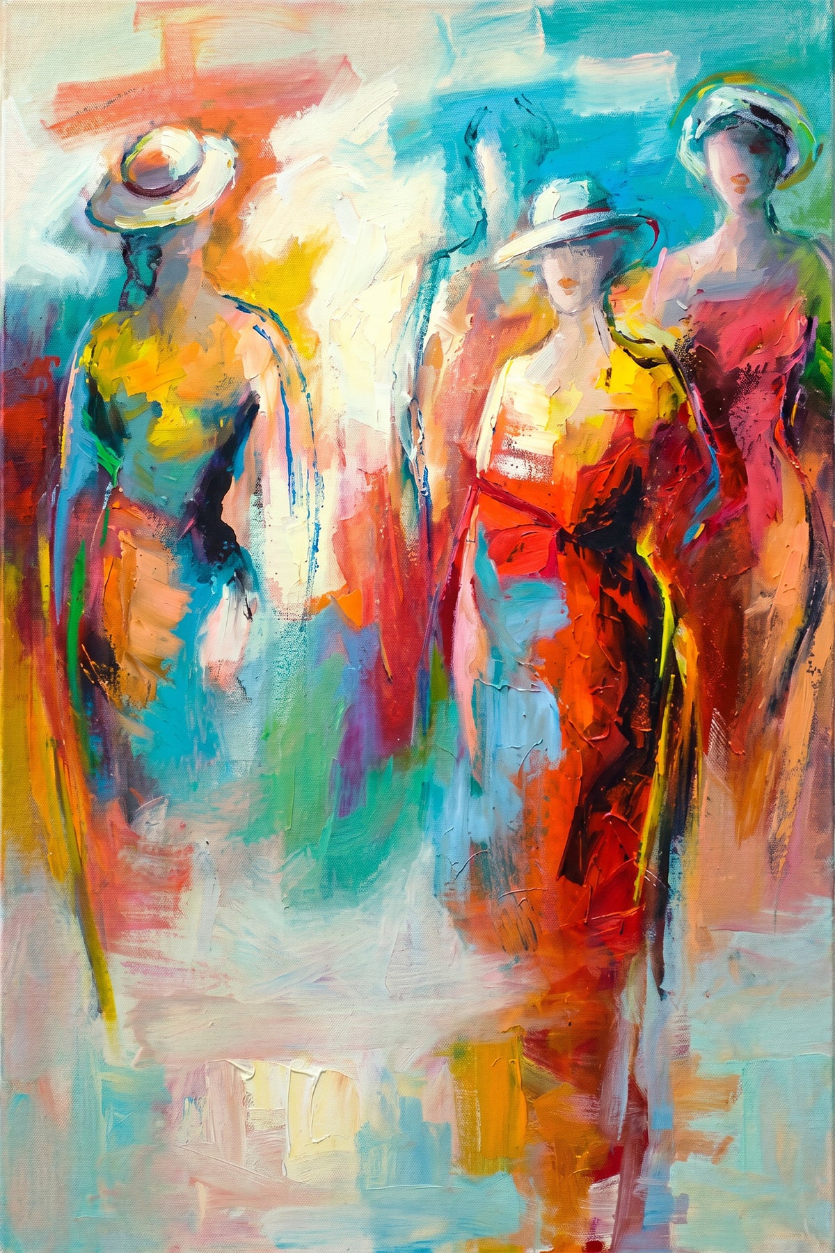 Painting Abstract Fashion Figures in Hats