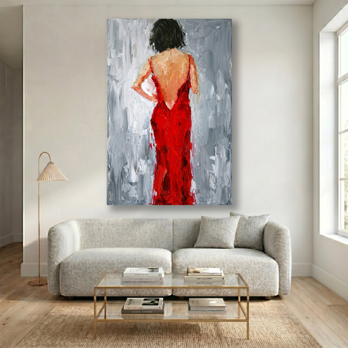Painting Woman in Red Dress