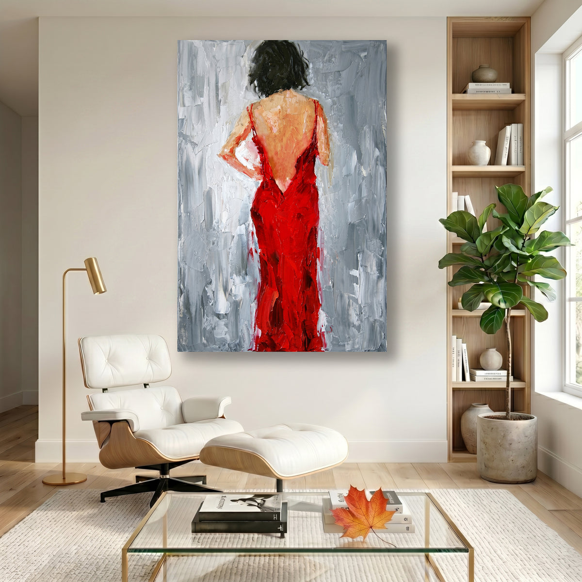 Painting Woman in Red Dress