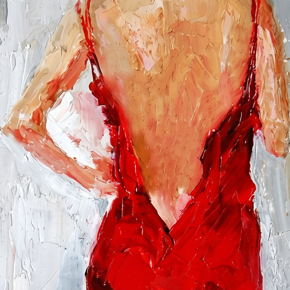 Painting Woman in Red Dress