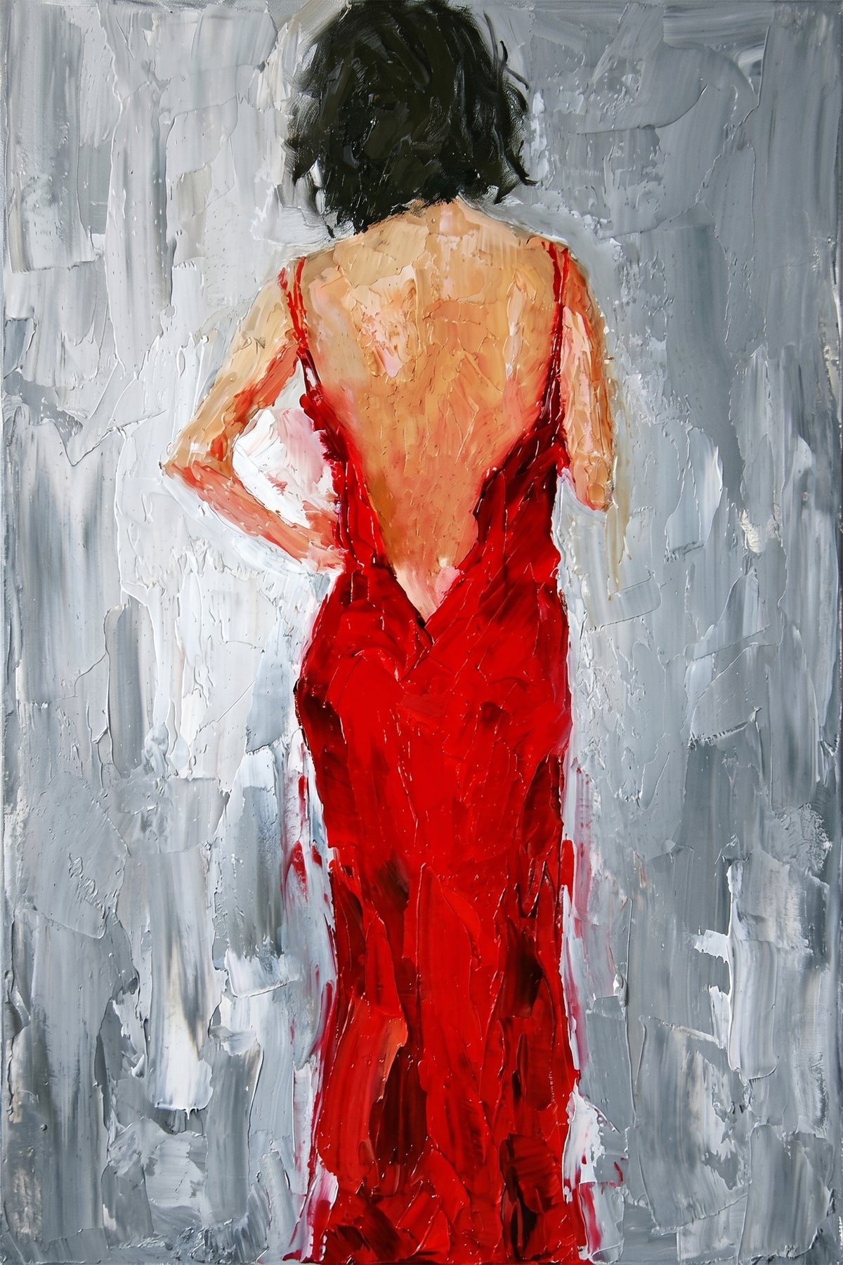 Painting Woman in Red Dress