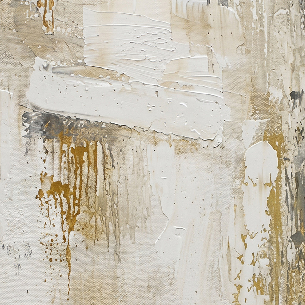 Painting Abstract Neutral Composition with Silhouettes