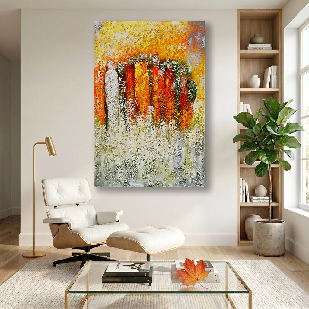 Painting Abstract Figures in Warm Tones