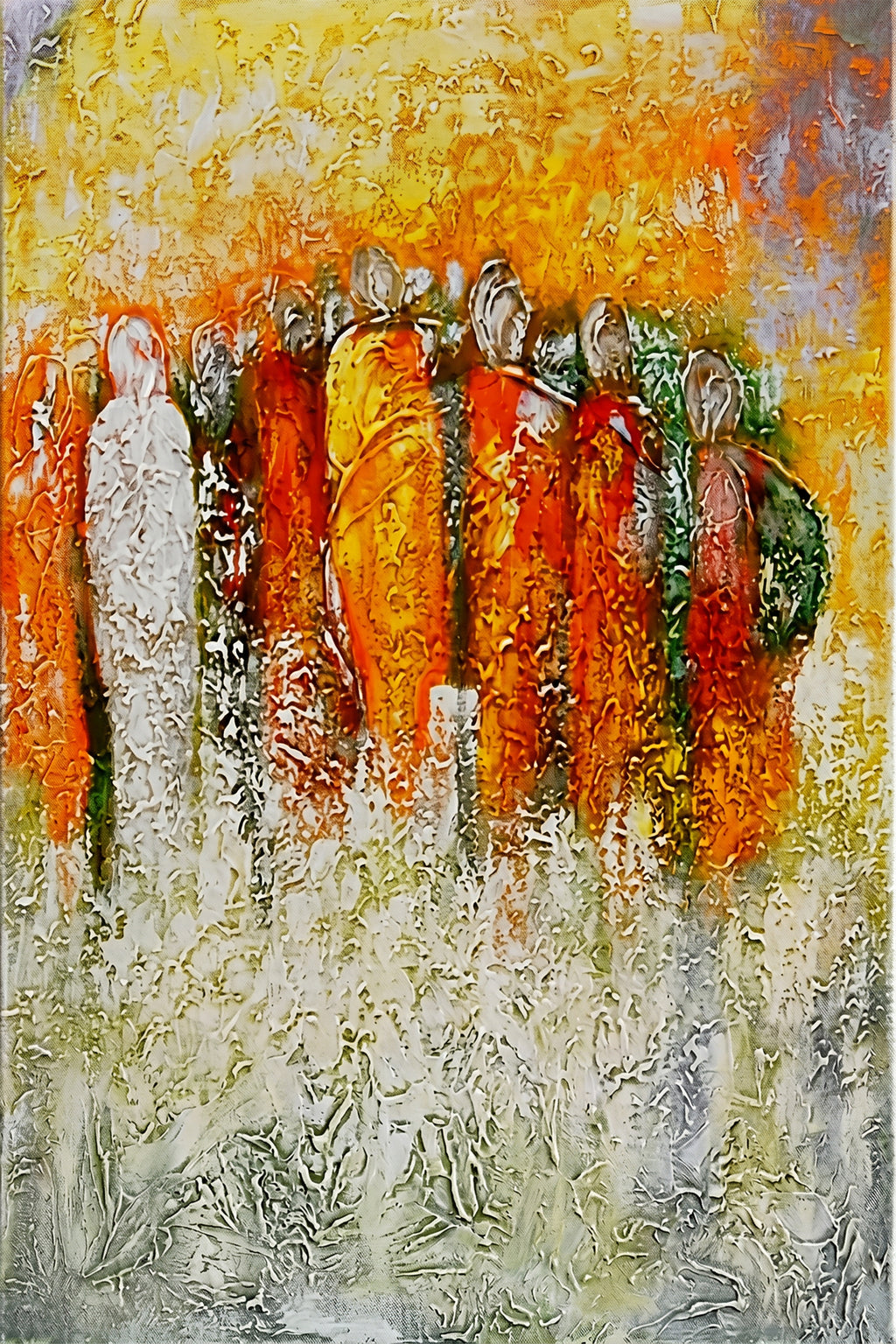 Painting Abstract Figures in Warm Tones