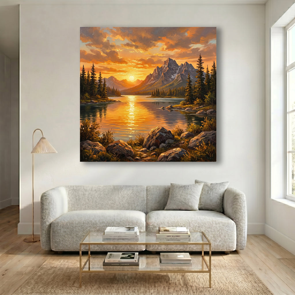 Painting Gilded Summit Reflection