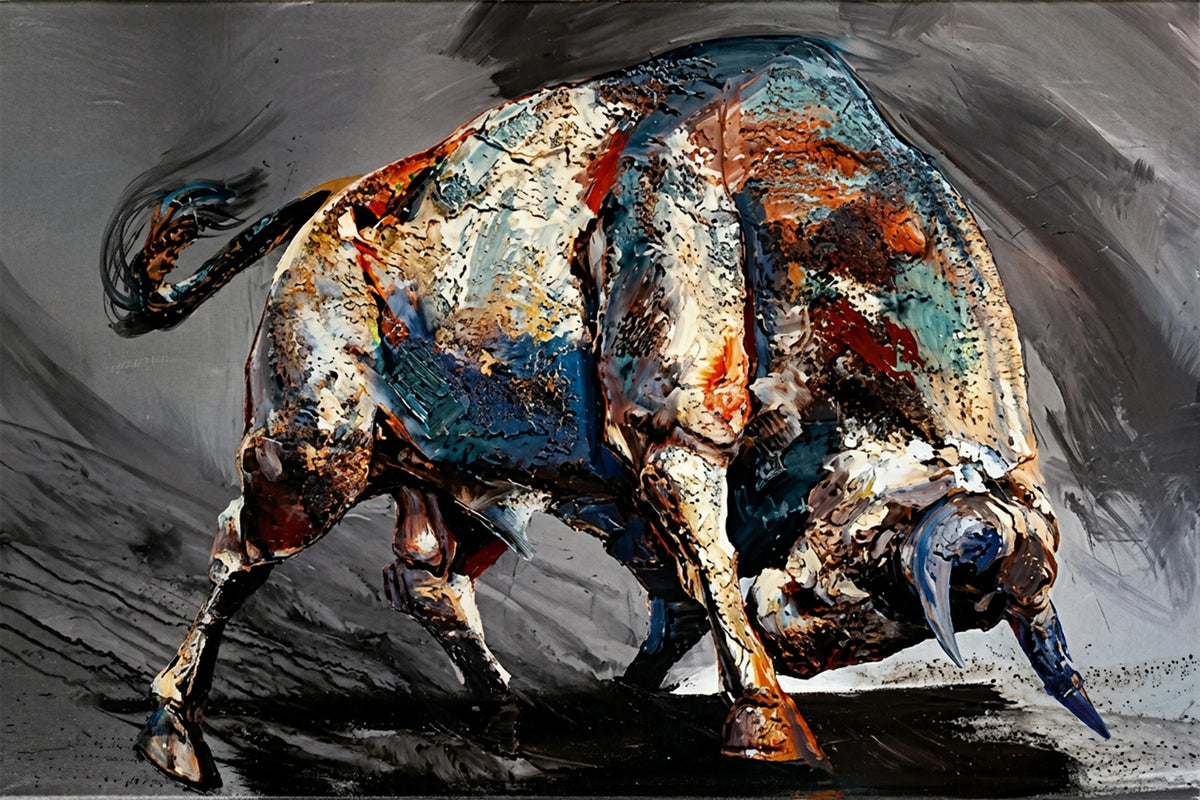 Painting Abstract Charging Bull
