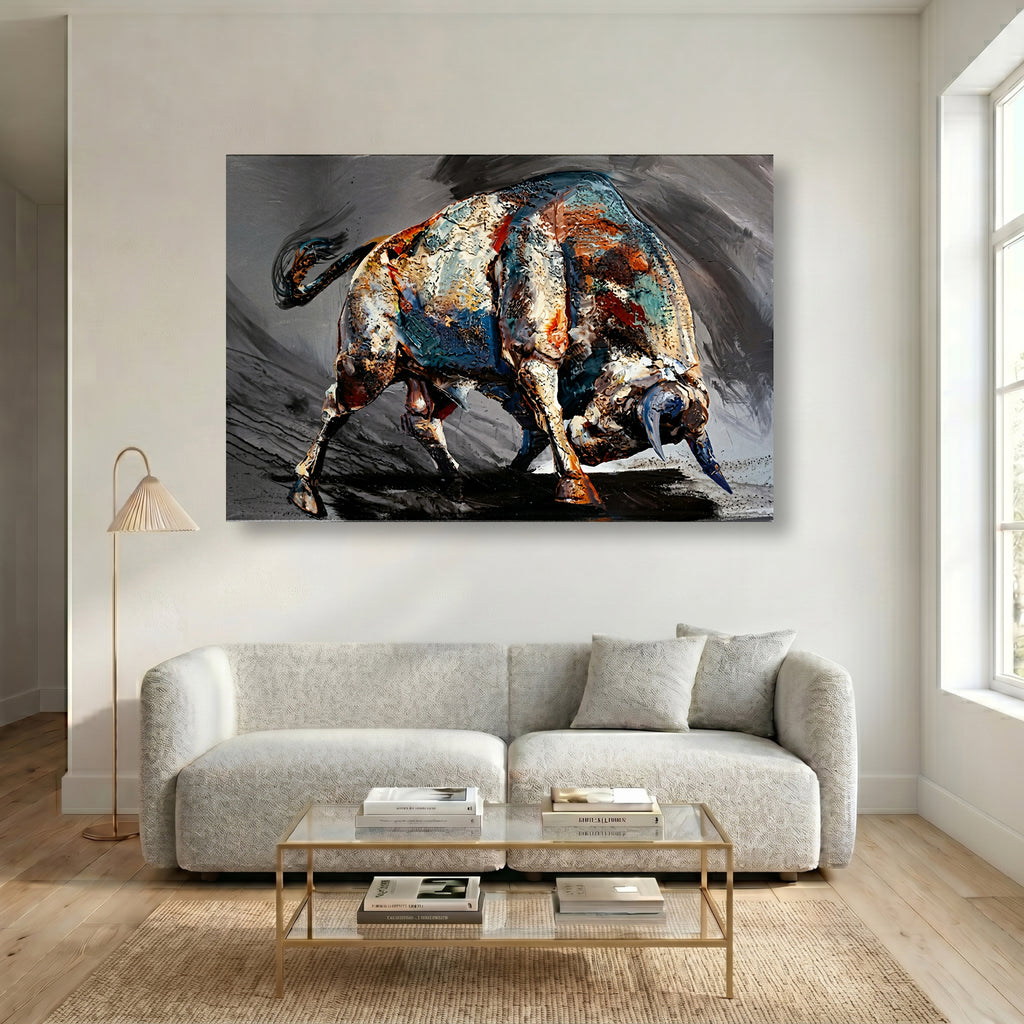 Painting Abstract Charging Bull