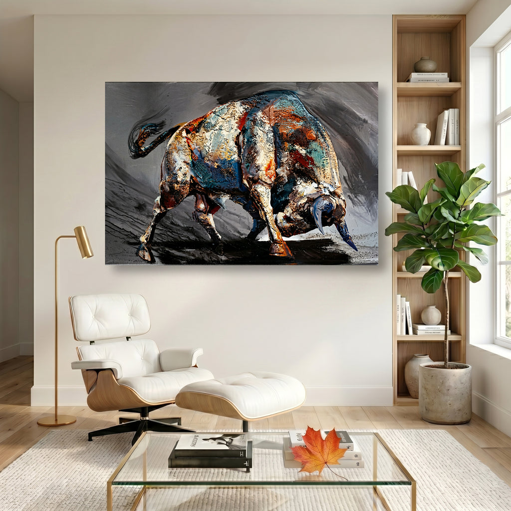Painting Abstract Charging Bull