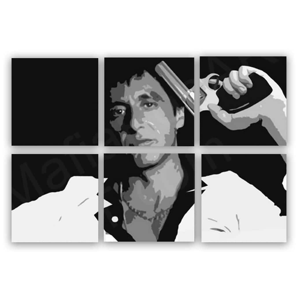 Scarface handgeschilderd schilderij ( Al Pacino ) 6 luik