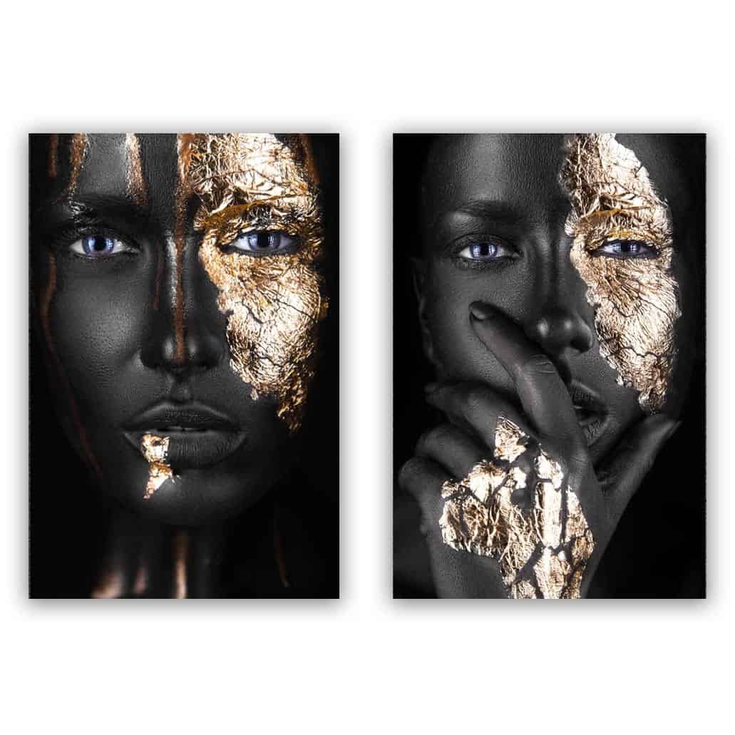 Woman with Gold Faces